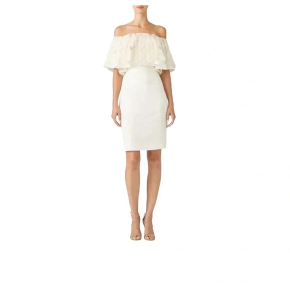 Slate & Willow Golden Iris Dress Size 8 Sheath Off shoulder Lace Ruffle 8 RTR - Picture 1 of 16